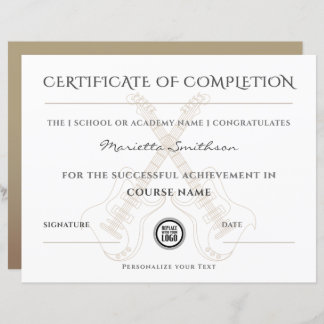 Certificat de fin chic de guitare électrique moder