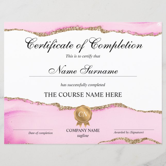 Certificat de fin de cours (Devant)