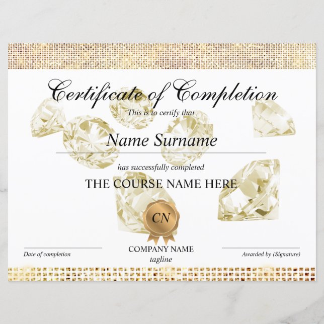 Certificat de fin de cours (Devant)