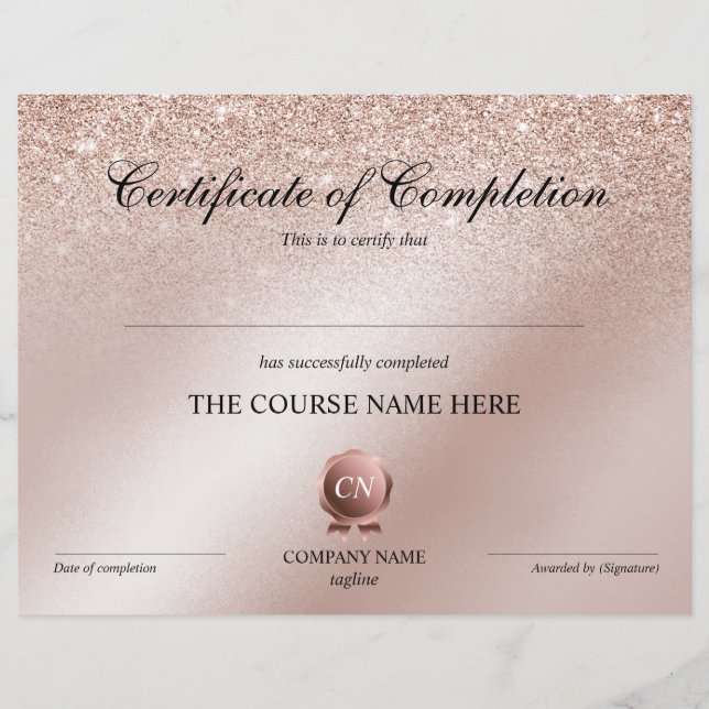 Certificat de fin de cours (Devant)
