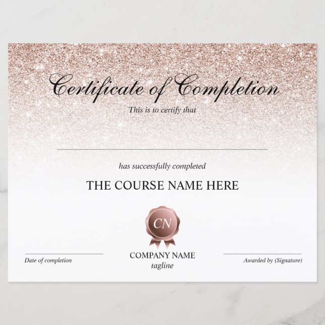 Certificat de fin de cours (Devant)