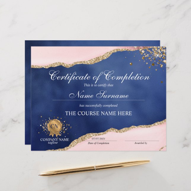 Certificat de fin de cours (Devant/Arrière en situation)