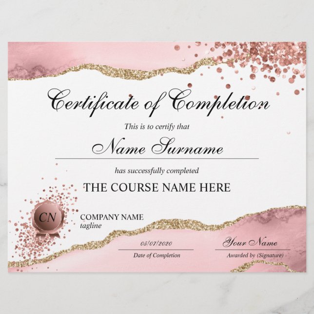 Certificat de fin de cours (Devant)