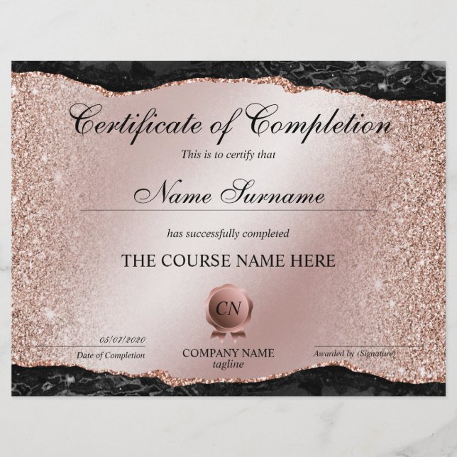 Certificat de fin de cours (Devant)