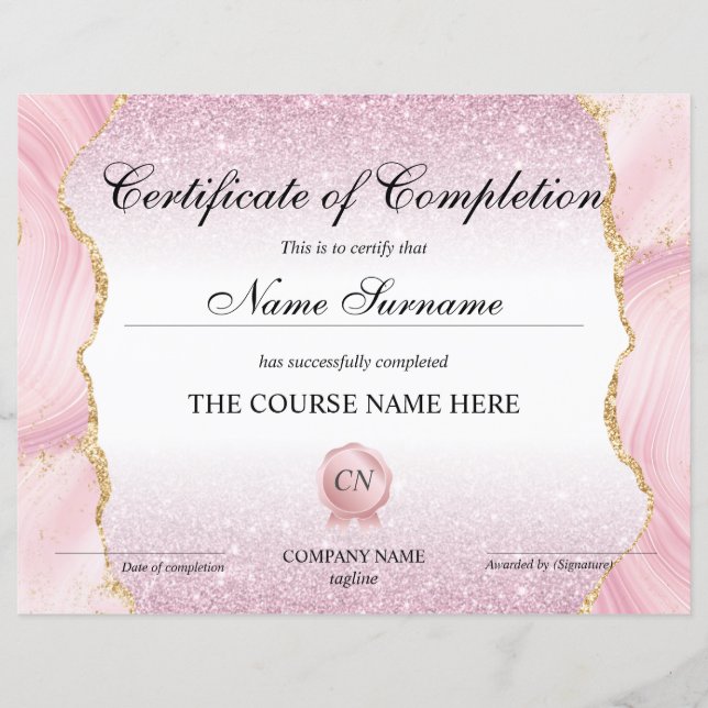 Certificat de fin de cours (Devant)