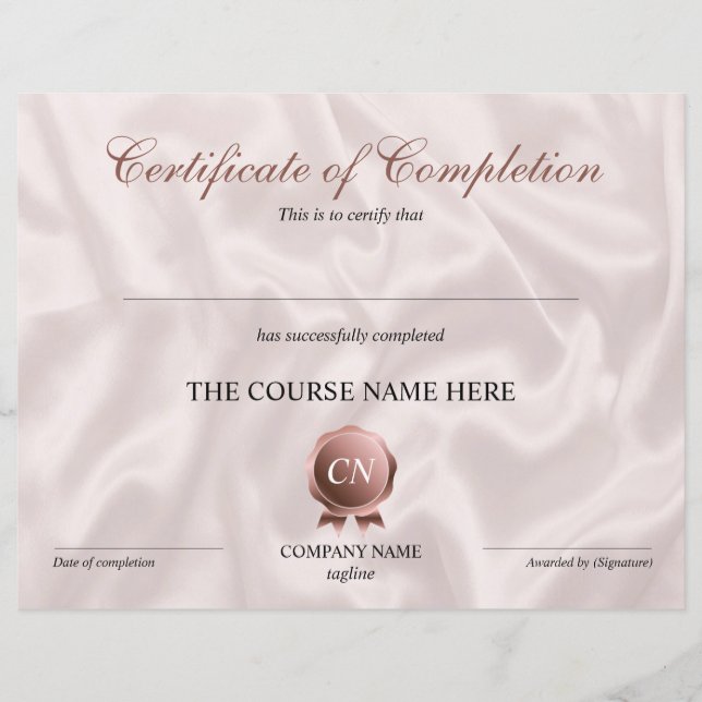 Certificat de fin de cours (Devant)