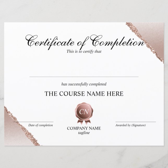 Certificat de fin de cours (Devant)