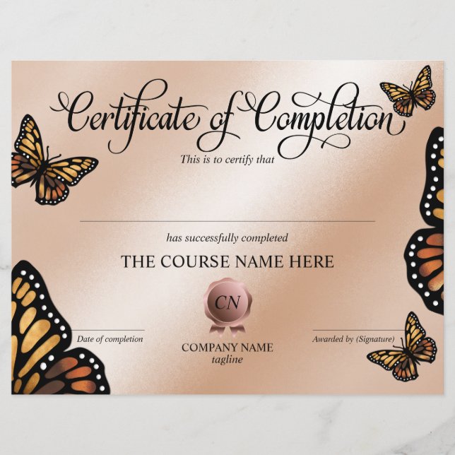 Certificat de fin de cours (Devant)