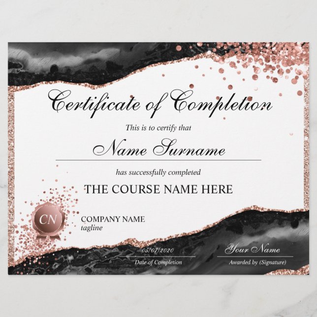 Certificat de fin de cours (Devant)