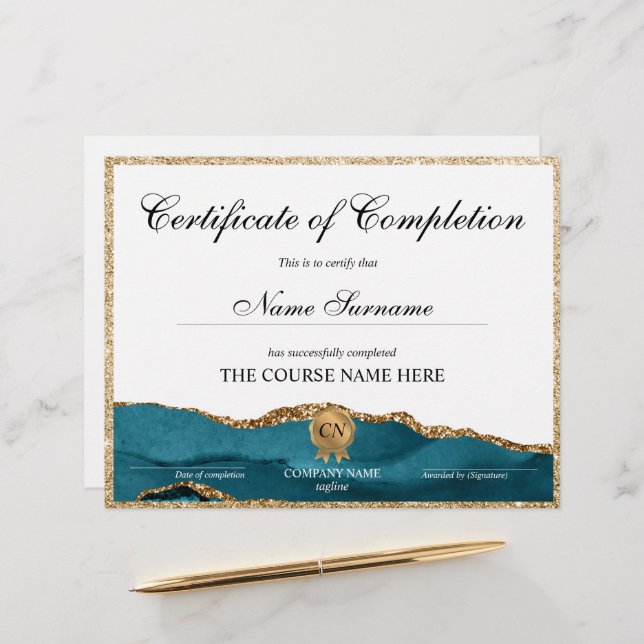 Certificat de fin de cours (Devant/Arrière en situation)