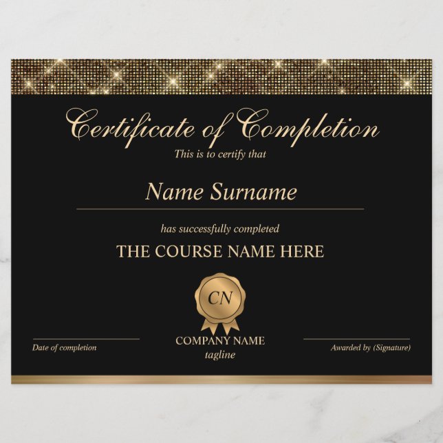 Certificat de fin de cours (Devant)