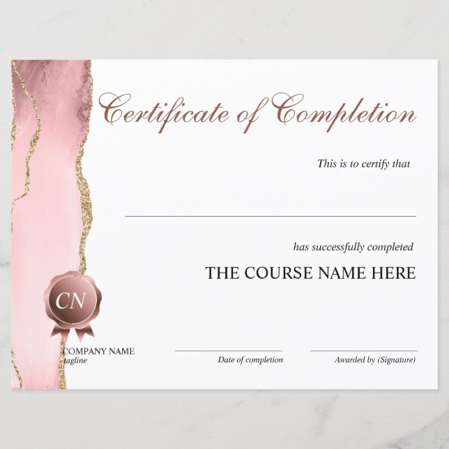 Certificat de fin de cours (Devant)