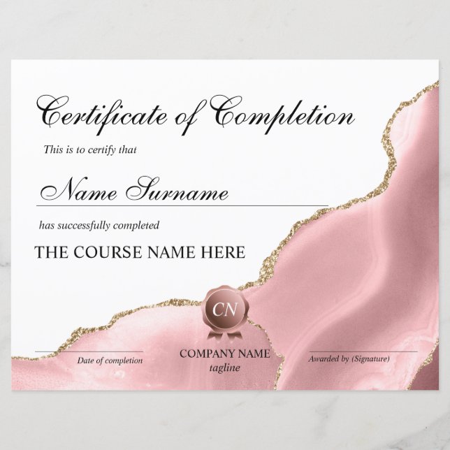 Certificat de fin de cours (Devant)