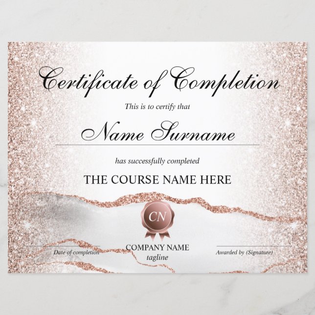 Certificat de fin de cours (Devant)