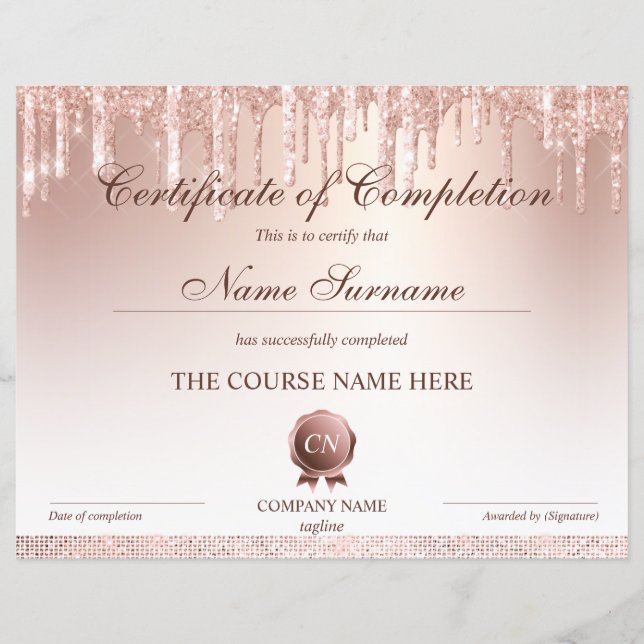 Certificat de fin de cours (Devant)