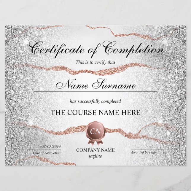 Certificat de fin de cours (Devant)