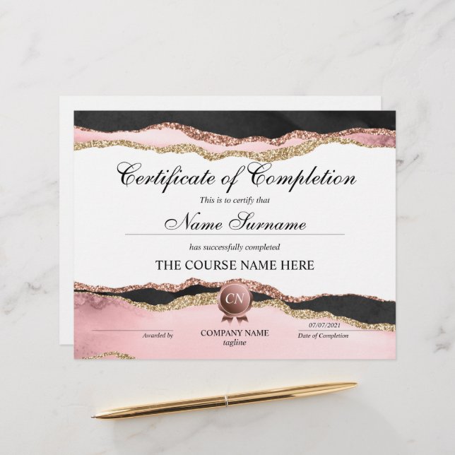 Certificat de fin de cours (Devant/Arrière en situation)