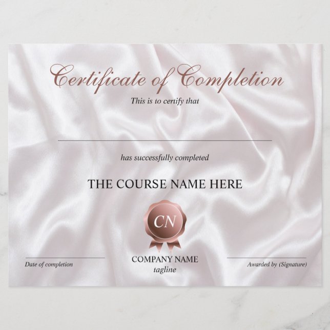 Certificat de fin de cours (Devant)