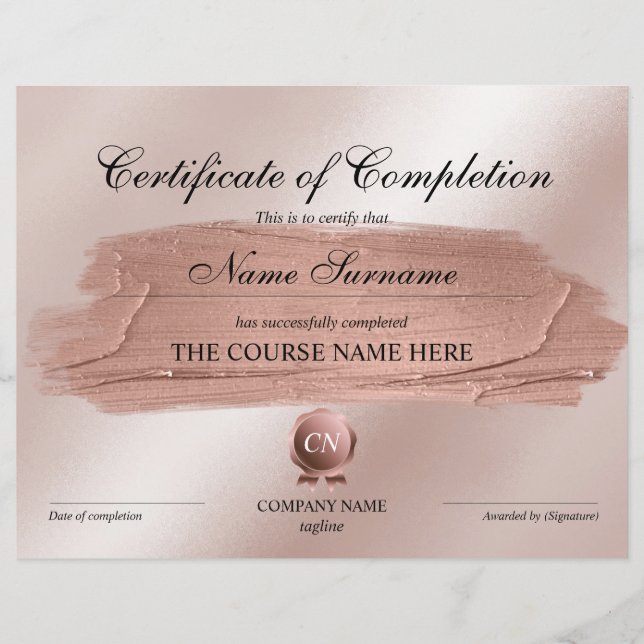 Certificat de fin de cours (Devant)