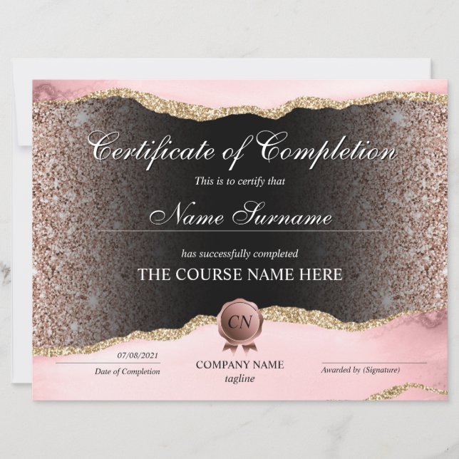 Certificat de fin de cours (Devant)