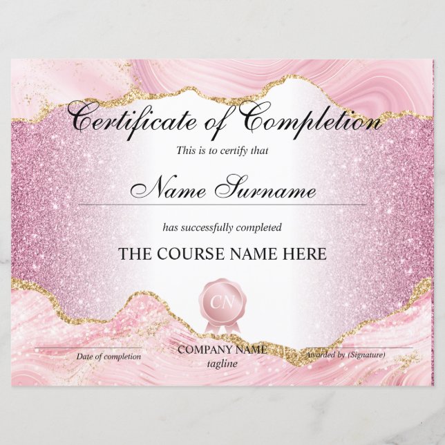 Certificat de fin de cours (Devant)