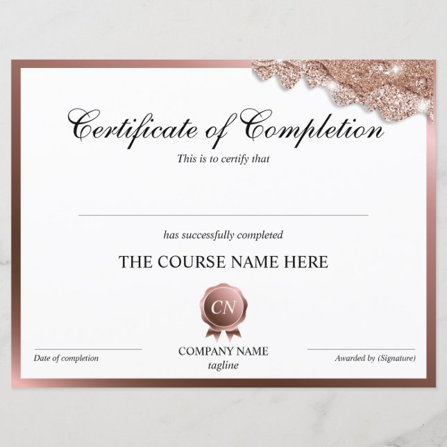 Certificat de fin de cours (Devant)
