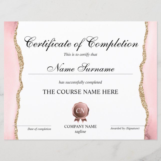 Certificat de fin de cours (Devant)