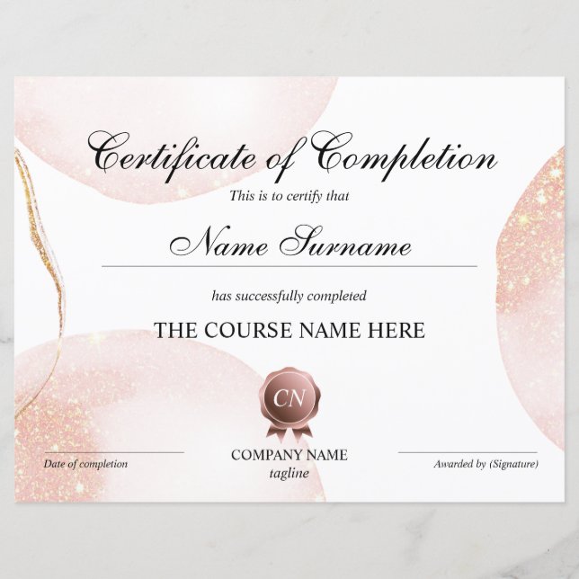 Certificat de fin de cours (Devant)