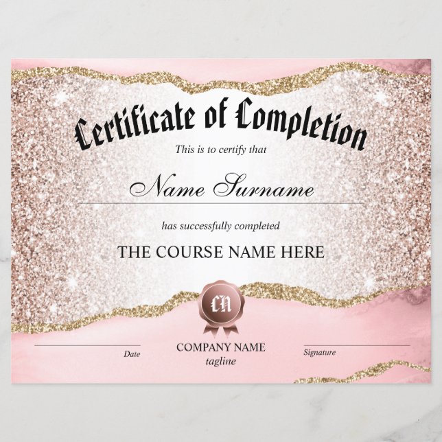 Certificat de fin de cours (Devant)