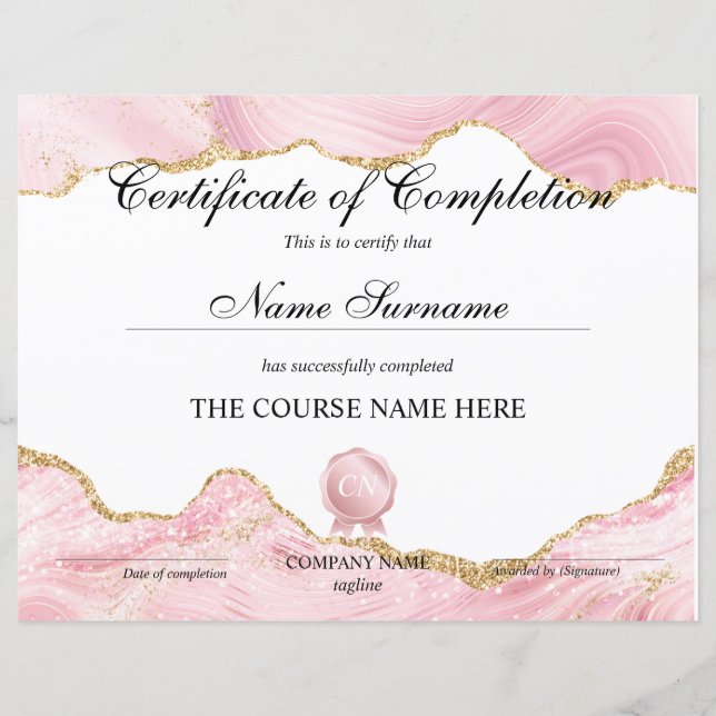 Certificat de fin de cours (Devant)