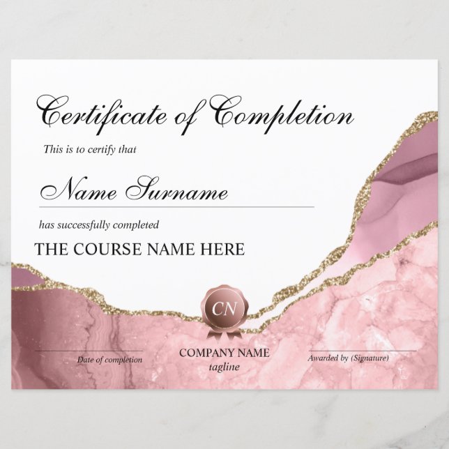 Certificat de fin de cours (Devant)