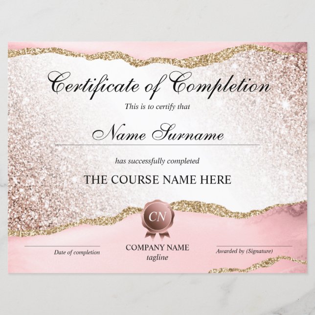 Certificat de fin de cours (Devant)