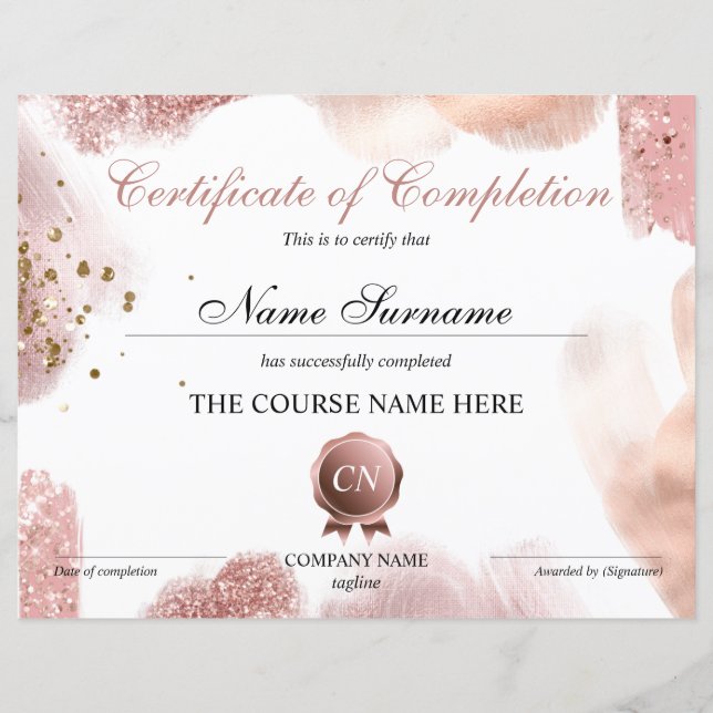 Certificat de fin de cours (Devant)