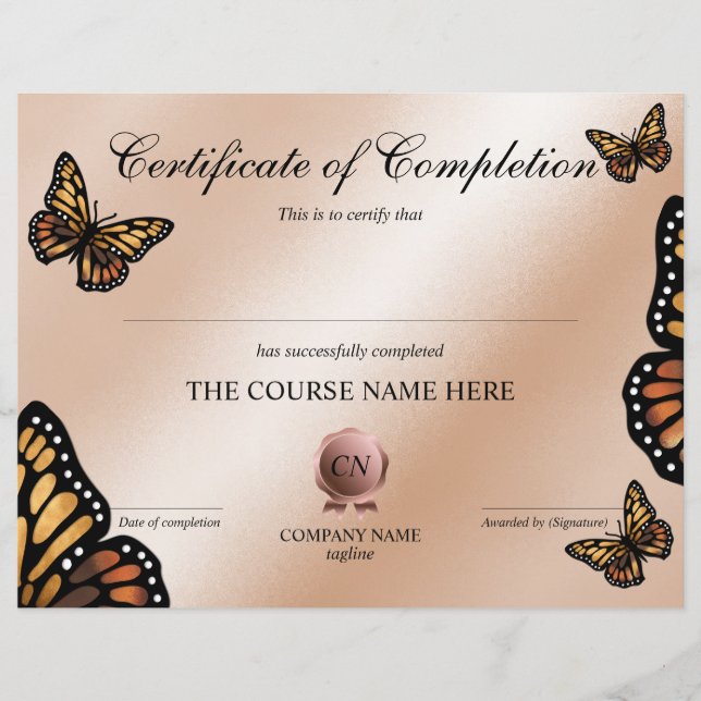 Certificat de fin de cours (Devant)