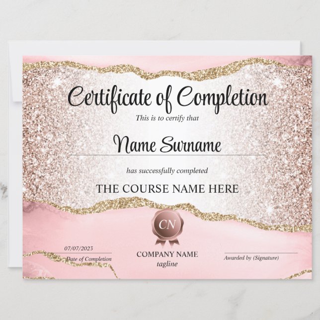 Certificat de fin de cours (Devant)
