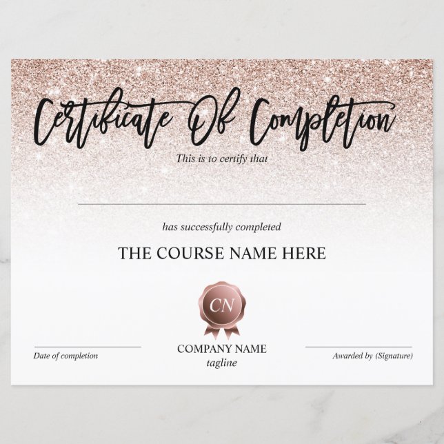 Certificat de fin de cours (Devant)