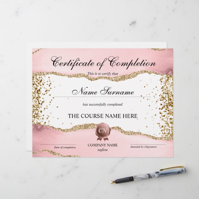 Certificat de fin de cours (Devant/Arrière en situation)