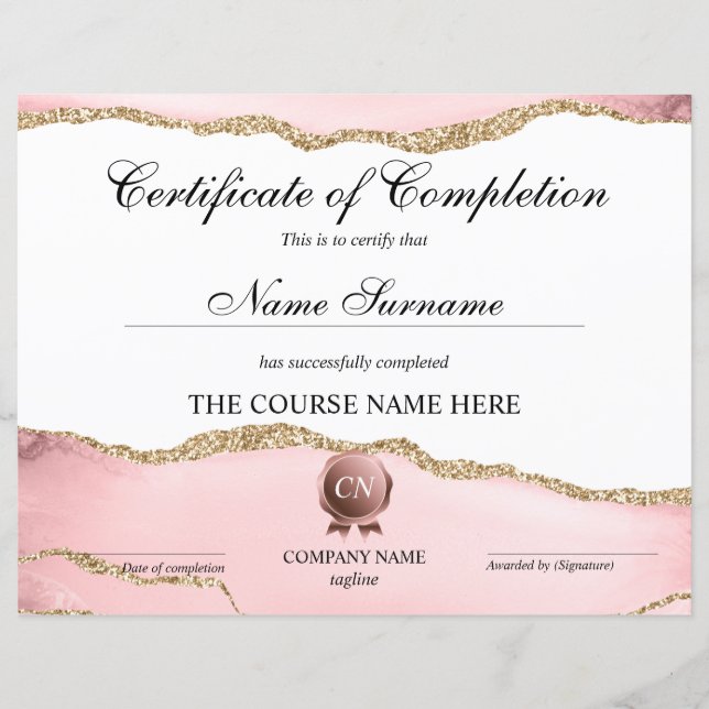 Certificat de fin de cours (Devant)