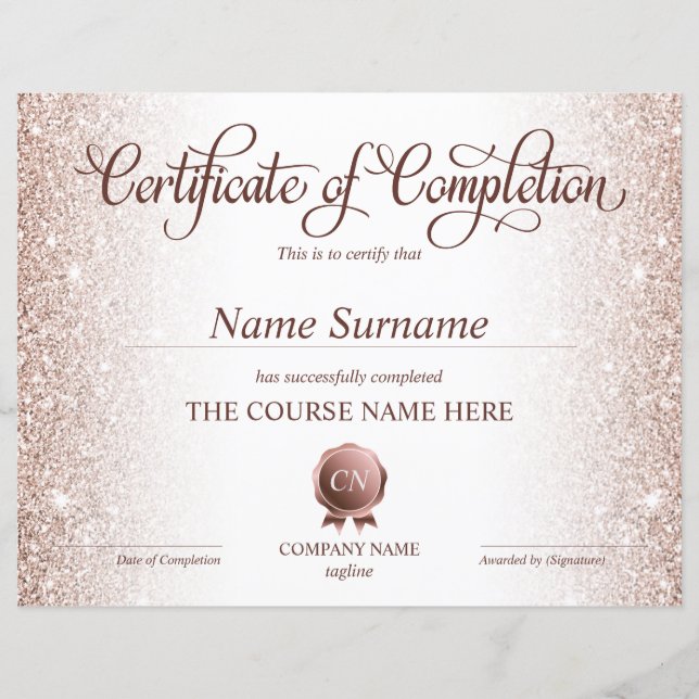 Certificat de fin de cours (Devant)