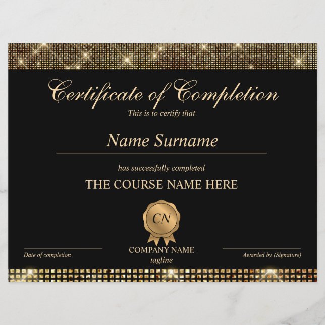 Certificat de fin de cours (Devant)