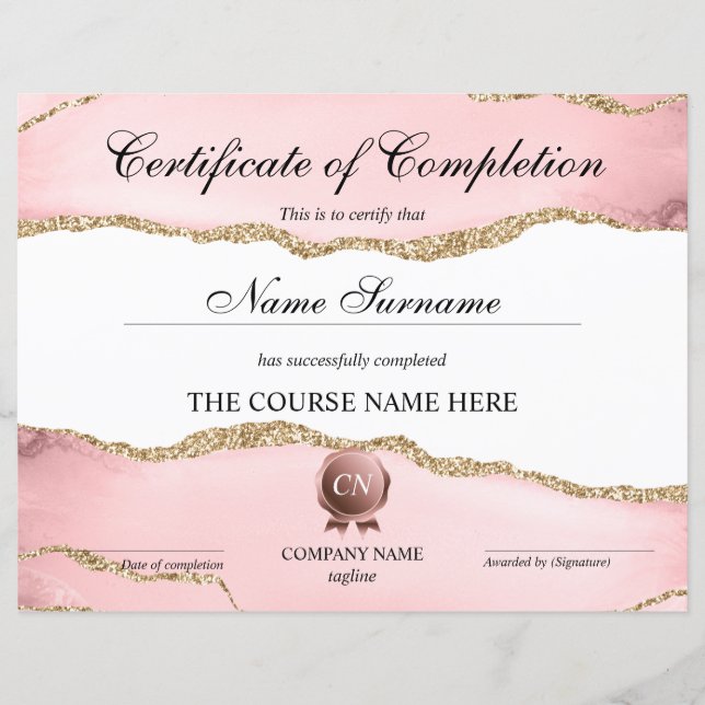 Certificat de fin de cours (Devant)