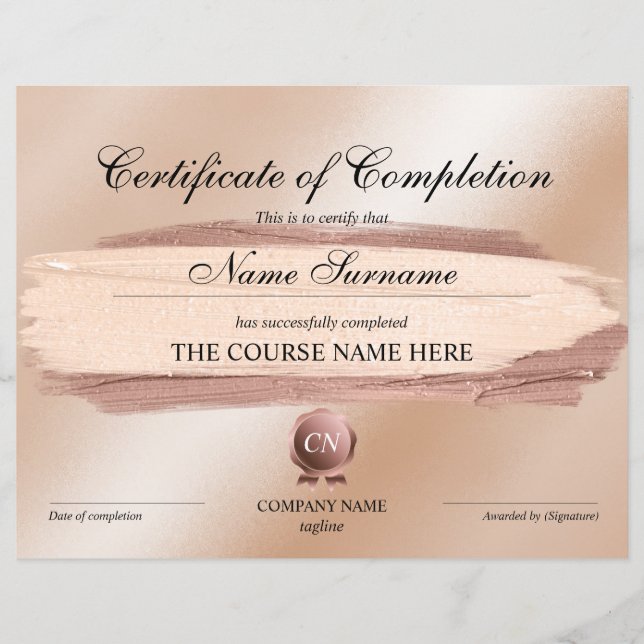 Certificat de fin de cours (Devant)