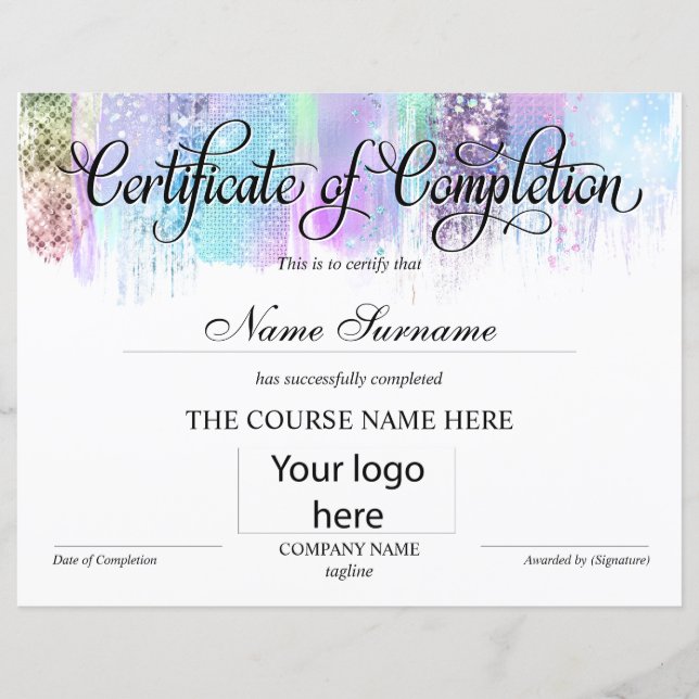 Certificat de fin de cours (Devant)