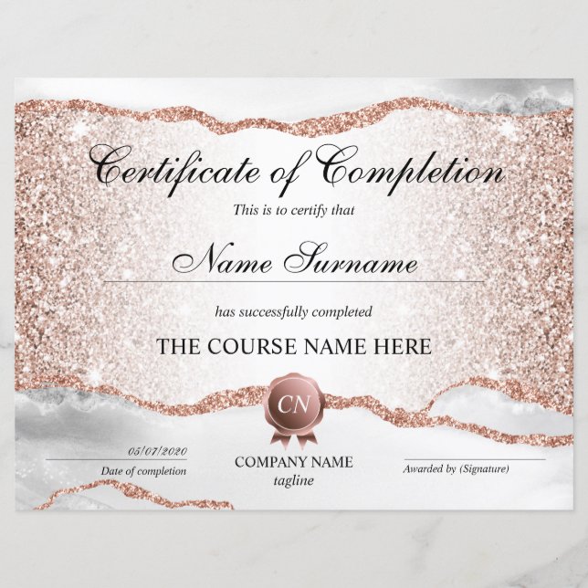 Certificat de fin de cours (Devant)