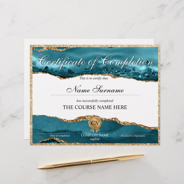 Certificat de fin de cours (Devant/Arrière en situation)