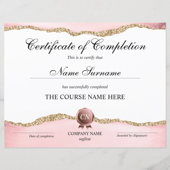 Certificat de fin de cours (Devant)