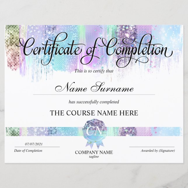 Certificat de fin de cours (Devant)