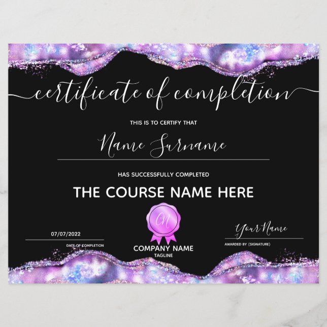 Certificat de fin de cours (Devant)