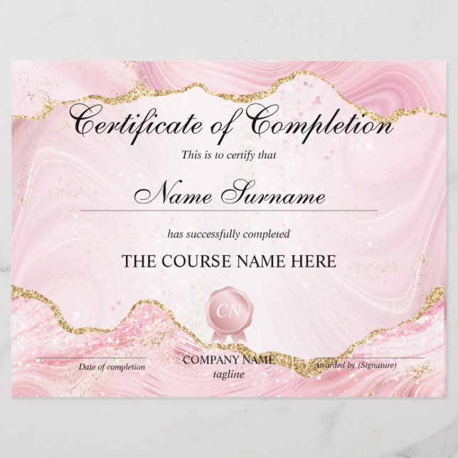 Certificat de fin de cours (Devant)