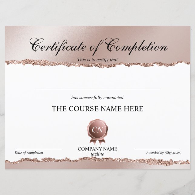 Certificat de fin de cours (Devant)